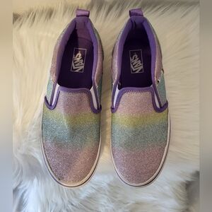 Vans Kids Glitter Slip-On Shoes - Multicolor, Size 4
